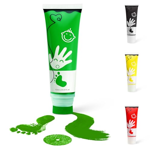 Sortnic Baby Hand and Footprint Paint with Sponge Head, 2.54 fl oz, Non-Toxic & Acid-Free, Washable Baby Safe Paint for Newborn Keepsakes, Dog Nose & Paw Prints, Ideal New Mom Gift - Green - Image 1