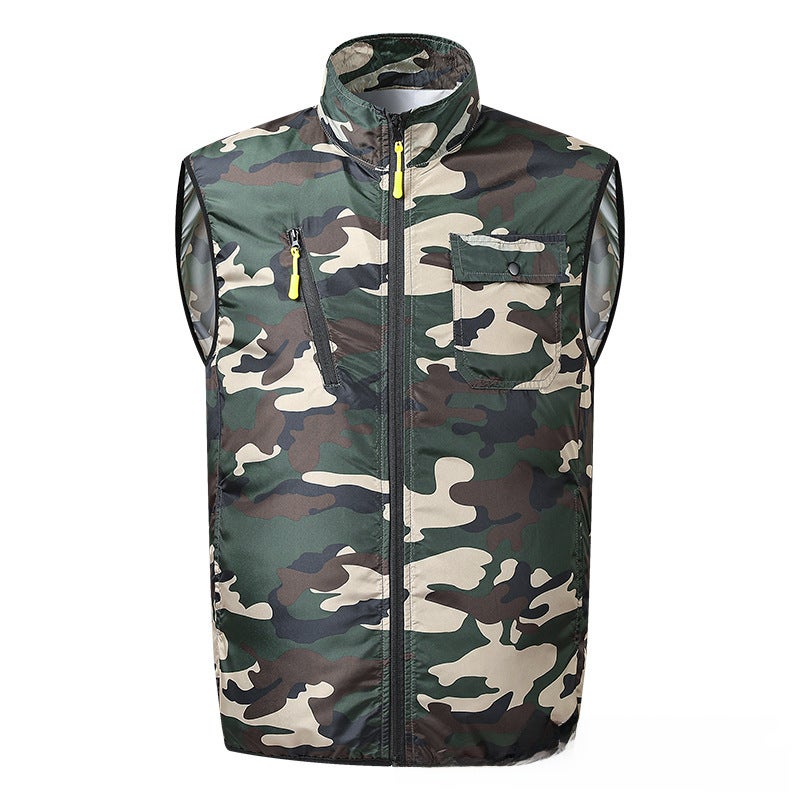 Summer Cooling Fan Jacket Rechargeable Air-Con Workwear 8845 [camouflage single-layer clothes]] 
