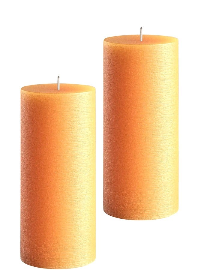 Luces Paraffin Wax Smokeless Scented 2.5"X3" Orange Tall Pillar Candle for Decoretion Pack of 2 - Image 1