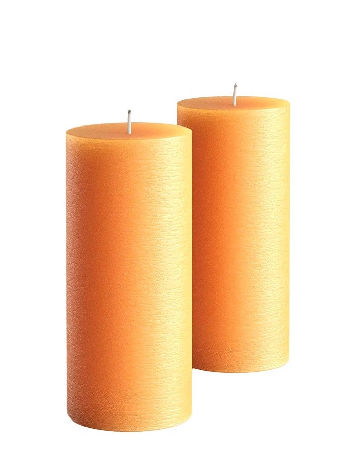 Luces Paraffin Wax Smokeless Scented 2.5"X3" Orange Tall Pillar Candle for Decoretion Pack of 2 - Image 2