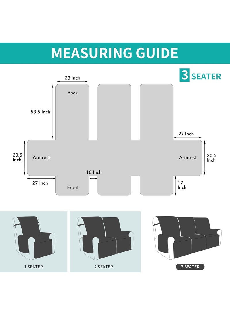 Easy-Going - Easy-Going Waterproof Recliner Sofa Cover with Pocket, 1-Piece Reversible Couch Cover for 3 Seat Recliner, Washable Protector with Elastic Straps for Dogs (Recliner Sofa, Gray/Light Gray) - Image 1