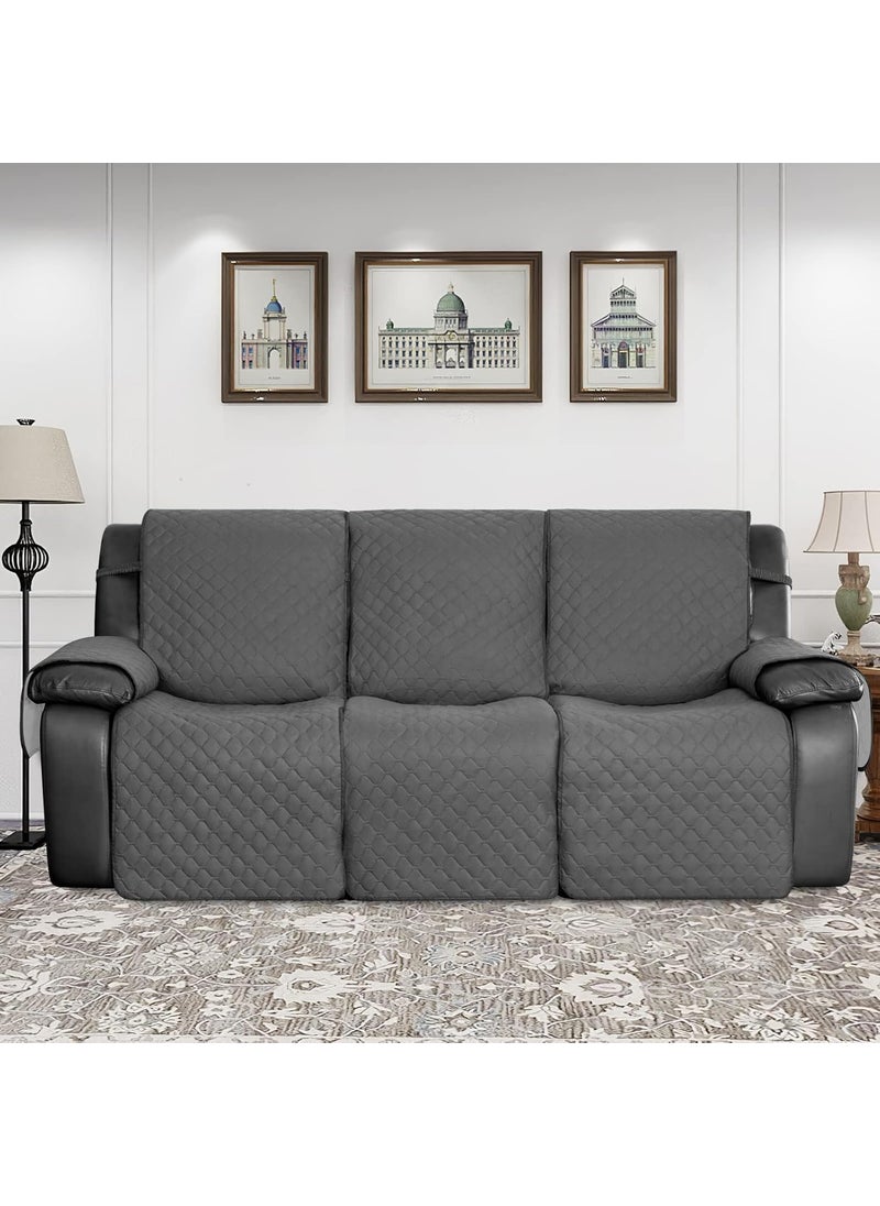 Easy-Going - Easy-Going Waterproof Recliner Sofa Cover with Pocket, 1-Piece Reversible Couch Cover for 3 Seat Recliner, Washable Protector with Elastic Straps for Dogs (Recliner Sofa, Gray/Light Gray) - Image 1