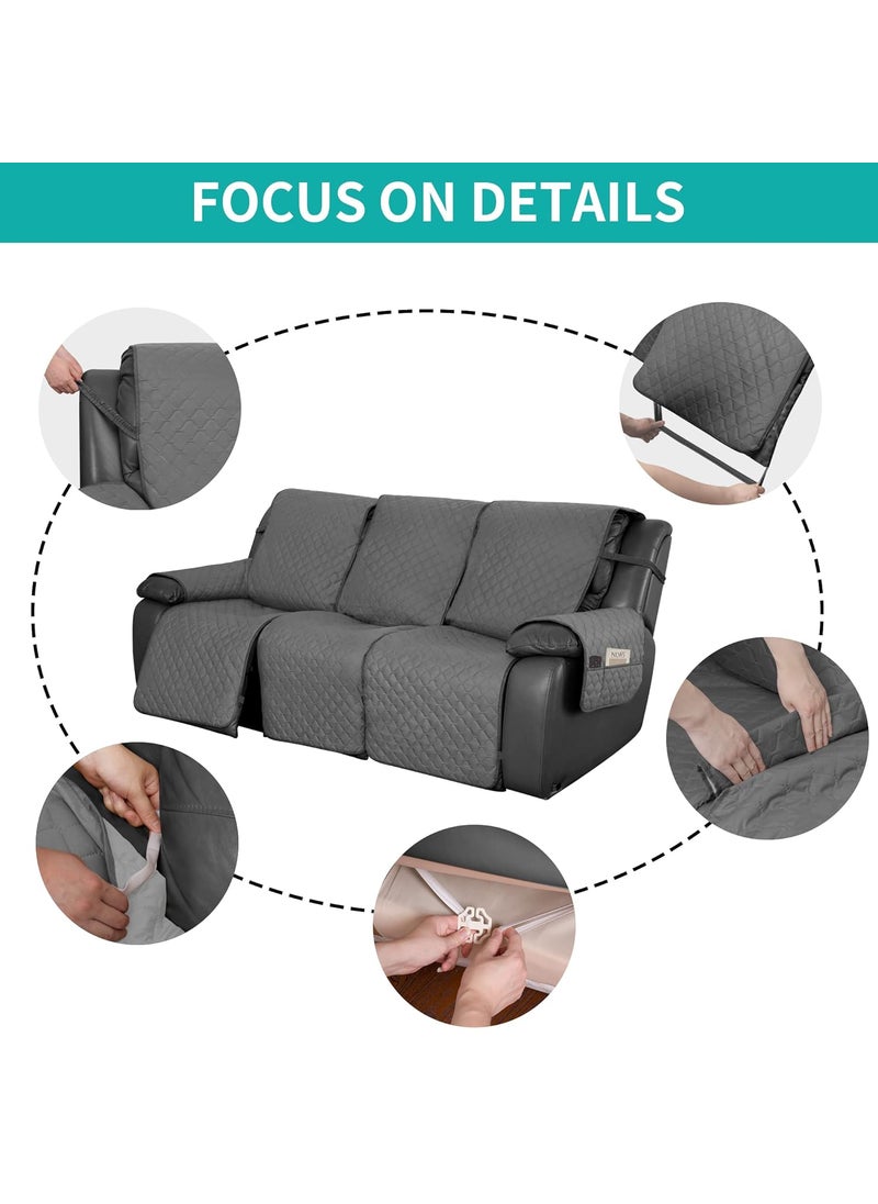Easy-Going - Easy-Going Waterproof Recliner Sofa Cover with Pocket, 1-Piece Reversible Couch Cover for 3 Seat Recliner, Washable Protector with Elastic Straps for Dogs (Recliner Sofa, Gray/Light Gray) - Image 1