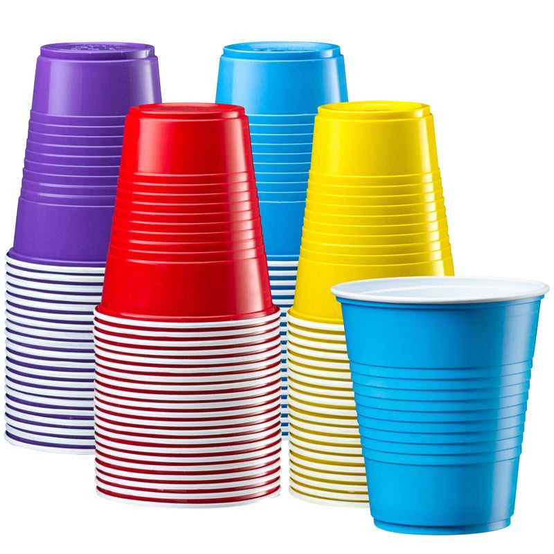 Comfy Package 12 oz  40 Count Plastic Party Cups Disposable  Assorted Colors Drinking Cups for Party Events and Everyday Use