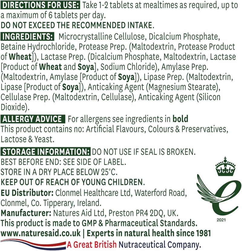 Natures Aid 2 Pack Natures Aid Digestive Enzyme Complex 60s 2 Pack Bundle - Image 4