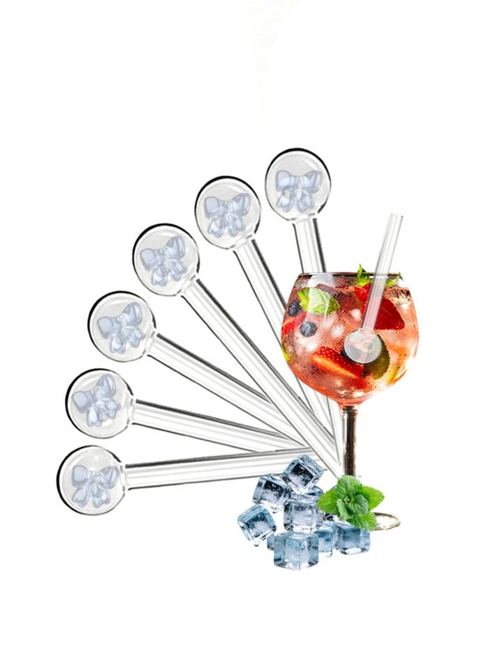 6 Pcs Shatter-Resistant Glass Straws, Reusable Glass Straws, Dishwasher-Safe, Safe Bar-Drinking Straws, Perfectly Suited for Smoothies , Coffee, And Juice
