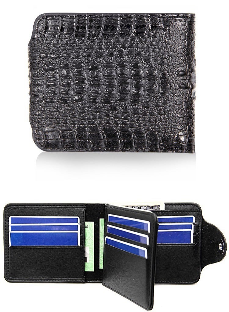 Men Short PU Leather Wallet Croc Business Purse For Birthday Wedding Anniversary Father's Day  - Image 2