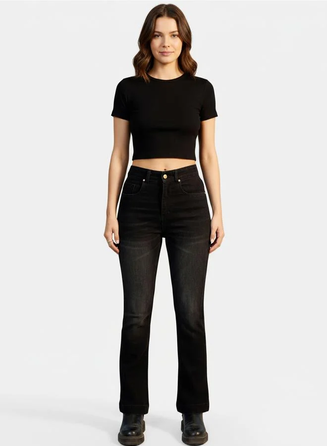 Take Two Take Two Black Mid Rise Regular Fit Jeans
