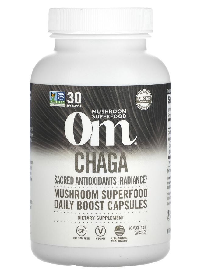 Om Mushrooms Chaga 2000 mg 90 Vegetable Capsules (667 mg per Capsule )