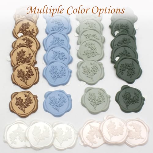 Andotopee 60pcs Eucalyptus Wax Seal Stickers, Botanical Envelope Seals, Self-Adhesive Pearl White Wedding Invitation, Real Pre-Made Sealing Wax for Letter, Gift Wrapping - Image 3