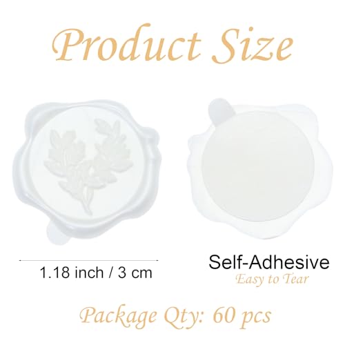 Andotopee 60pcs Eucalyptus Wax Seal Stickers, Botanical Envelope Seals, Self-Adhesive Pearl White Wedding Invitation, Real Pre-Made Sealing Wax for Letter, Gift Wrapping - Image 4