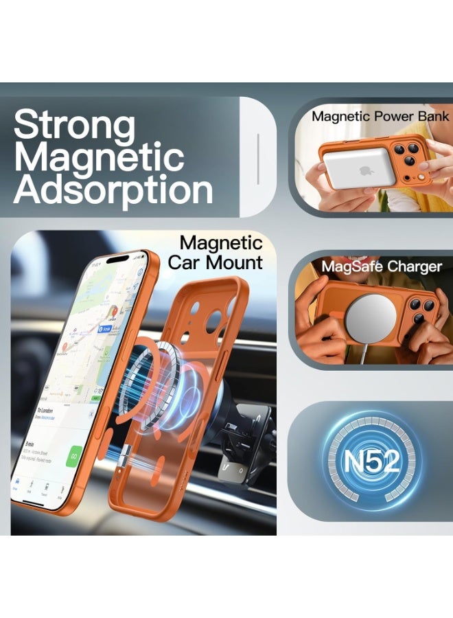 Magnetic protective case for iPhone 17 Pro full camera protective cover, compatible with MagSafe, [military-grade anti-fall] [anti-fingerprint] shockproof translucent mobile phone protective cover (orange) - Image 3