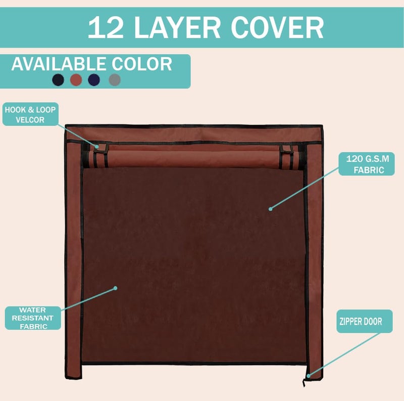 PHILOSHOP Shoe Rack Cover for Home Only for 12-Layer Portable Foldable Shoe Stand Non Woven Zipper Fabric Cover - Image 3