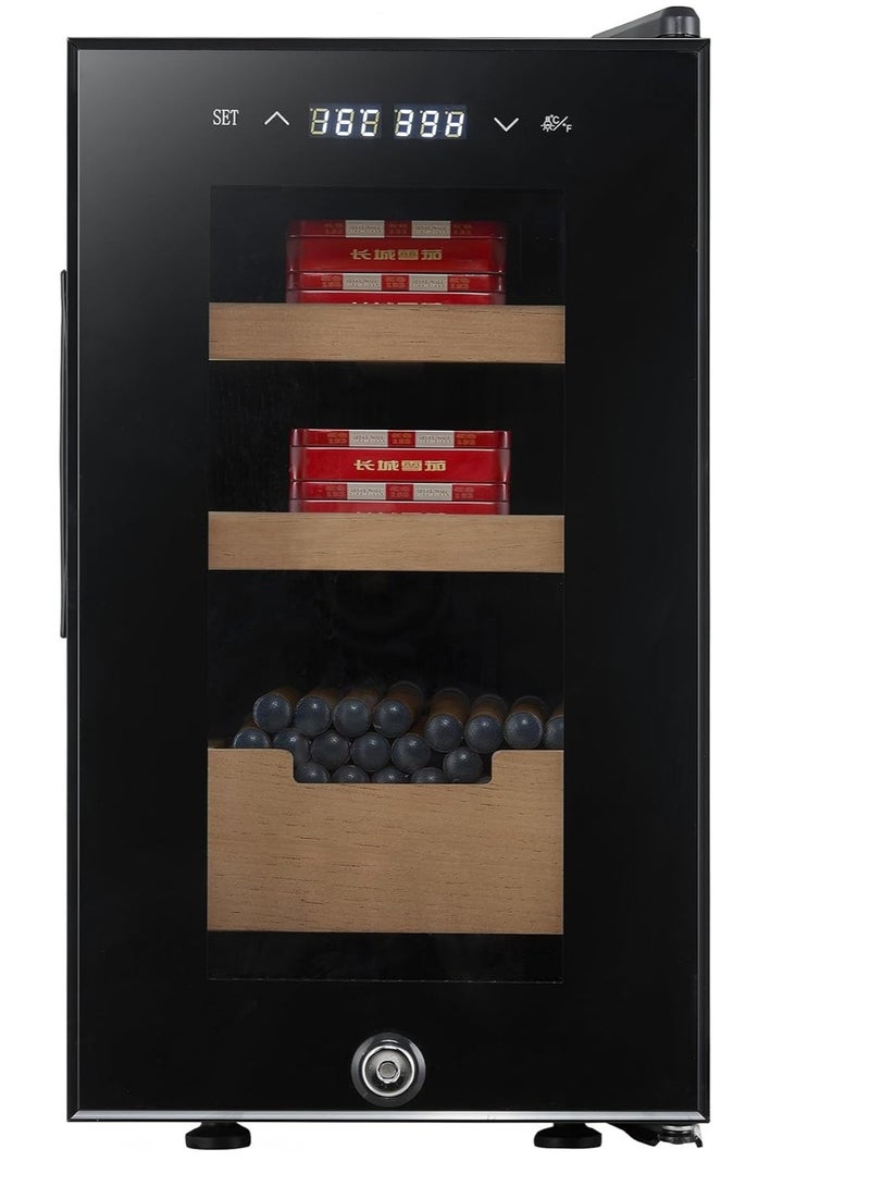 Vparty Premium 46L Electric Humidor Cabinet with Temperature & Humidity Control, Spanish Cedar Wood Shelves, Digital Hygrometer, Quiet Cooling System, Luxury Gift for Men – 4 Layers, 300 Capacity - Image 1