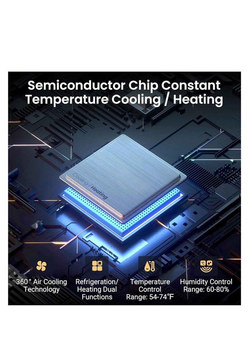 Vparty Premium 46L Electric Humidor Cabinet with Temperature & Humidity Control, Spanish Cedar Wood Shelves, Digital Hygrometer, Quiet Cooling System, Luxury Gift for Men – 4 Layers, 300 Capacity - Image 2