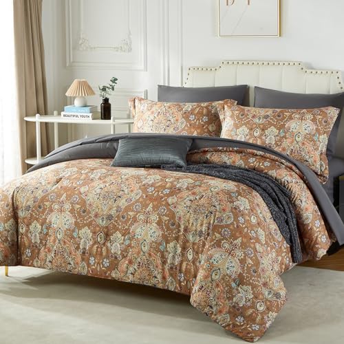 Cupocupa Duvet Cover King Size Set Boho Floral Pattern King Duvet Cover Set for King Size Bed Vintage Soft Bedding Leaf 100% Polyester Print Paisley Duvet Cover with Pillowcases - Image 2