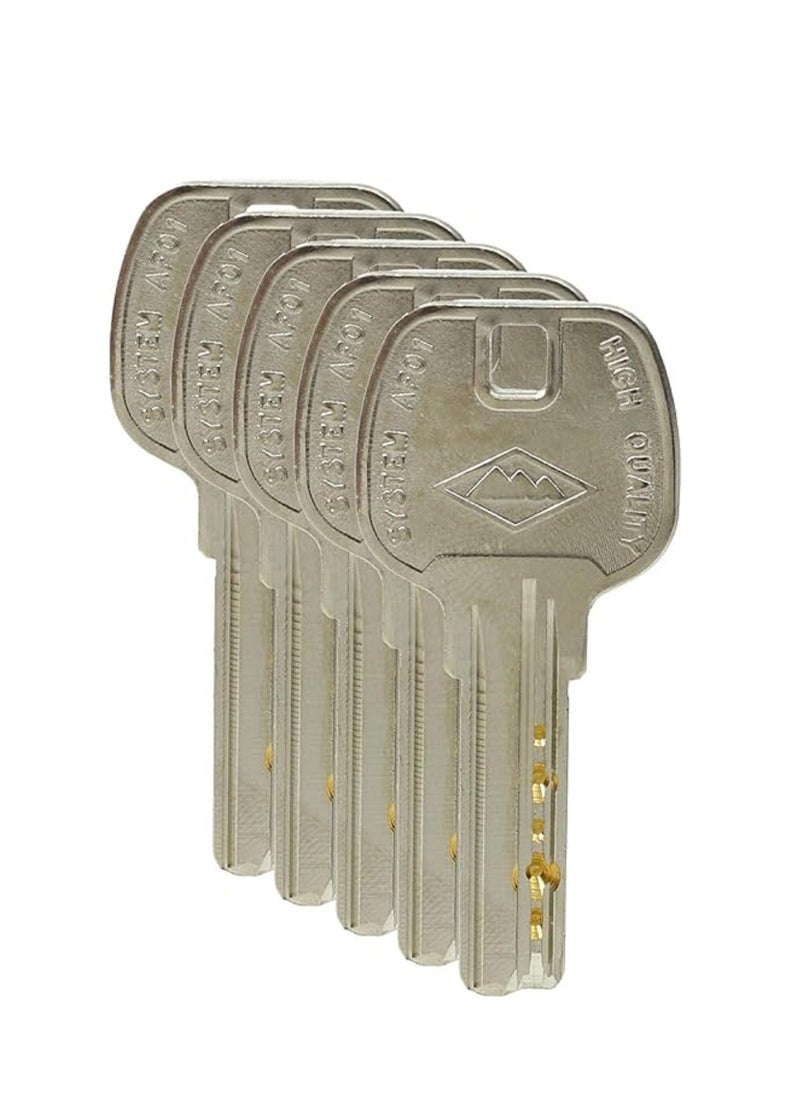 Profile Door Lock Cylinder 5 Keys Silver  - Image 3