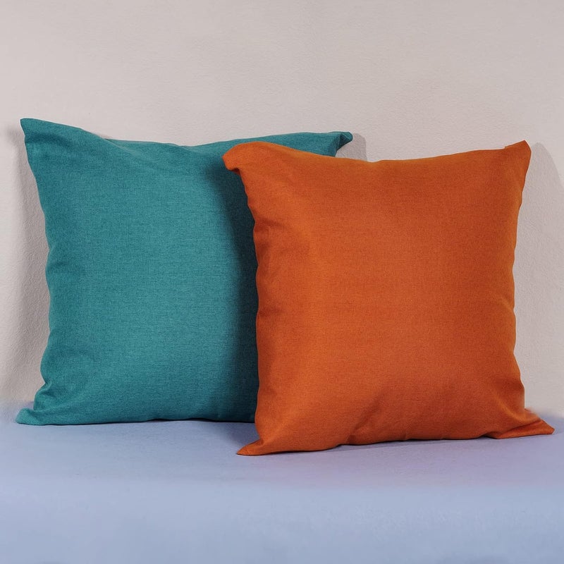 yeabwps Pack of 4 Decorative Outdoor Waterproof Throw Pillow Covers ONLY Square Garden Cushion Cases for Patio, Couch, Tent and Sofa, 18 x 18 Inches, (Yellow, Light Green, Orange, Blue-Green) - Image 5