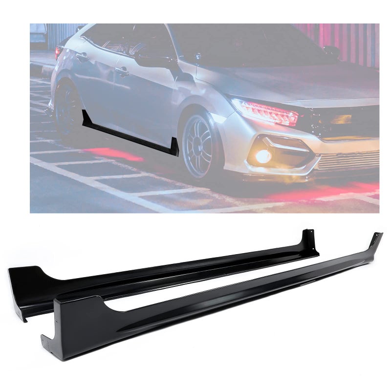 HECASA Side Skirts for 2012-2015 Honda Civic 4-Door Sedan - Black Spoiler Extension Splitter Rocker Panels