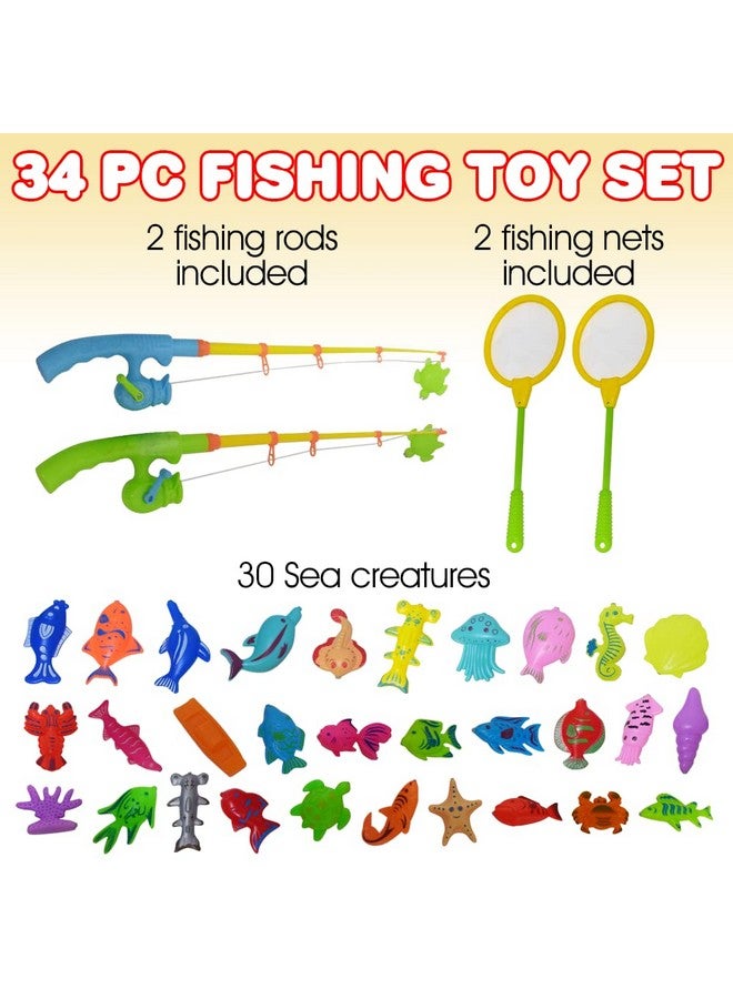 ArtCreativity Fishing Toys Set for Toddlers, Magnetic Fishing Set with Rods, Nets, Bag, and 30 Aquatic Toys, Interactive Fishing Game for Kids, Swimming Pool, Bath Toys for Kids, Boys and Girls - Image 2