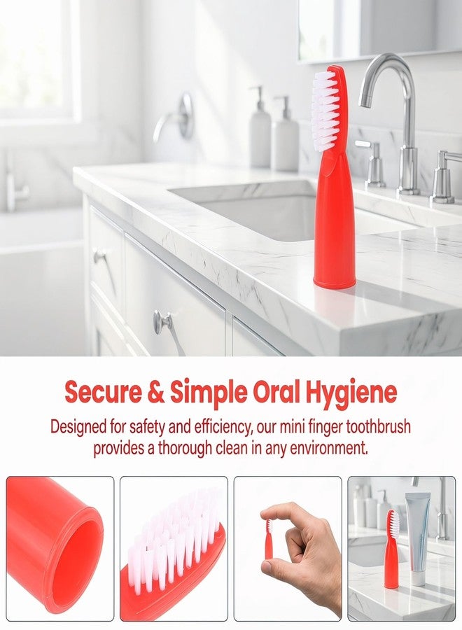 Baluue 20pcs Red Finger Toothbrush for Prisons and Mental Institutions, Short Handle Mini Oral Cleaning Brush with Soft Bristles, Portable Oral Care Tool - Image 4
