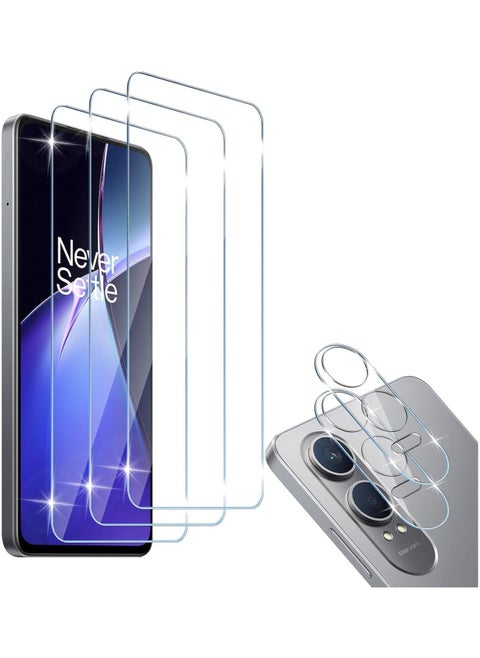 Tempered Glass Compatible with OnePlus Nord CE4 Lite 5G, 【3 Pack】 Screen Protector + 【2 Pack】 Camera Lens Protector, 9H Hardness No Bubbles Glass for OnePlus Nord CE4 Lite