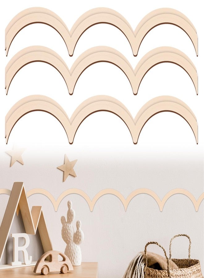 Ripeng 12 Pcs Unfinished Scalloped Decorative Wood Trim 15.75 x 2.9 Inch Scalloped Wood Molding Cute DIY Moulding Trim for Home Wall Cabinet Shelf Window Door - Image 1
