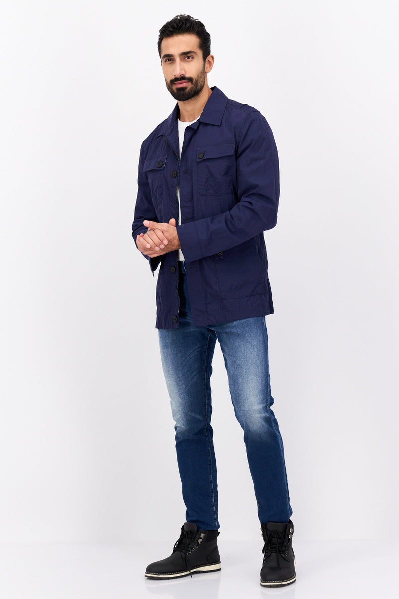Trussardi Jeans Men Plain Jacket Shirt, Navy - Image 4
