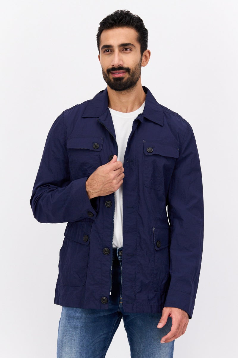 Trussardi Jeans Men Plain Jacket Shirt, Navy - Image 1
