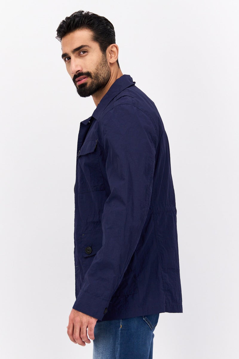 Trussardi Jeans Men Plain Jacket Shirt, Navy - Image 2
