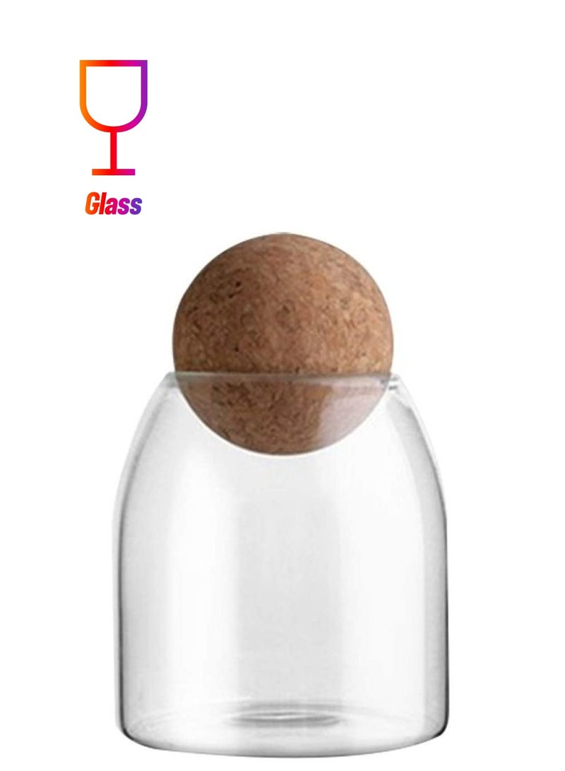 Lushh Food Storage Jar With Round Ball Cork Lid - Image 1