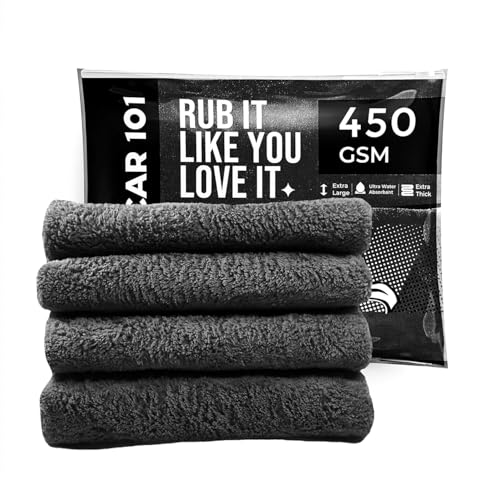 CAR101 Microfiber Cloth - 4Pcs - 40x40 cm - 450 GSM - Assorted | Multipurpose | Lint-Free | Superior Softness & High Absorbency | Microfibre Towels for Car, Bike & Household Cleaning - Image 1