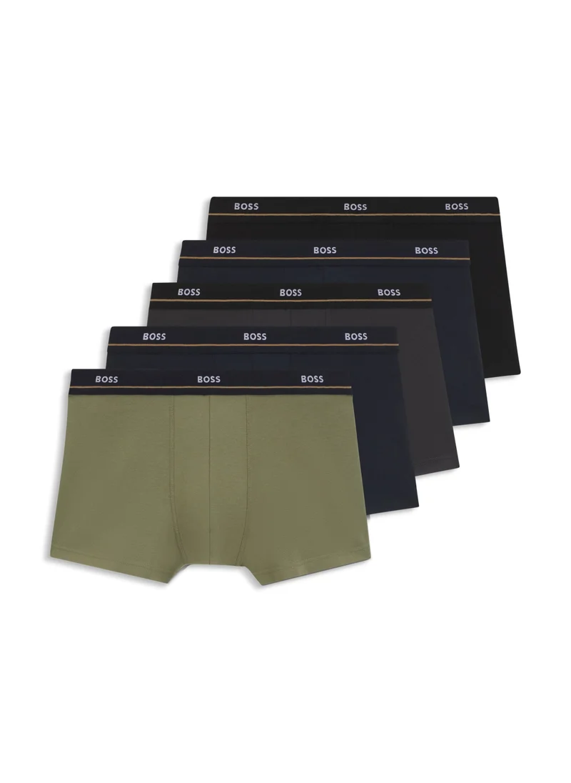 بوس Five-pack of stretch-cotton trunks with logo waistbands