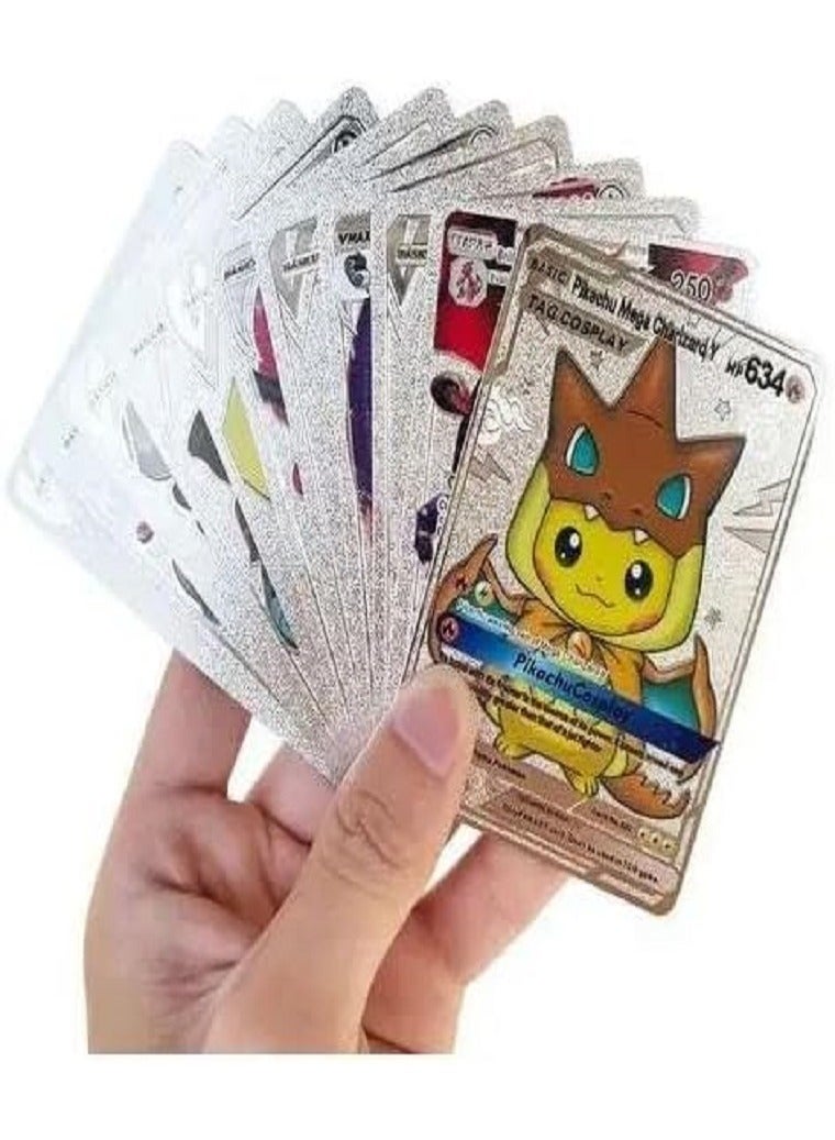 بوكيمون 10 بطاقات فضية  فويل متنوعة - في  ظرف - سلسلة V Vmax GX بطاقات نادرة وشائعة  (فضية) - Image 2