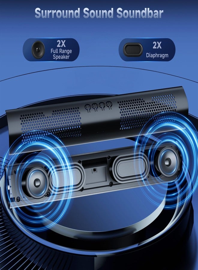 مكبرات صوت الكمبيوتر SOULION R100 Plus مع إضاءة RGB ديناميكية، مكبر صوت بلوتوث قابل لإعادة الشحن مع زر تشغيل، مكبر صوت واضح لشاشة سطح المكتب والكمبيوتر الشخصي والأجهزة اللوحية (يتضمن وصلة AUX مقاس 3.5 ملم) - Image 2