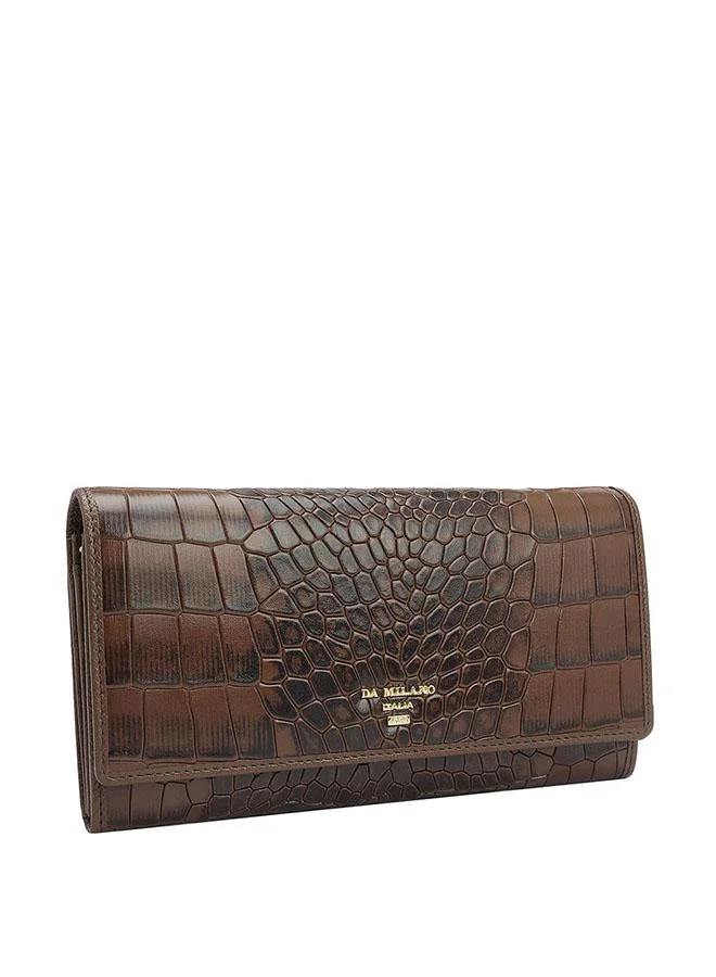 دا ميلانو محفظة نسائية جلد طبيعي بني