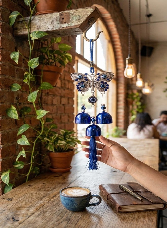 numeroastro Evil Eye Wind Chime for Good Luck & Protection (Butterfly) (30 Cms) (1 Pc) - Image 4
