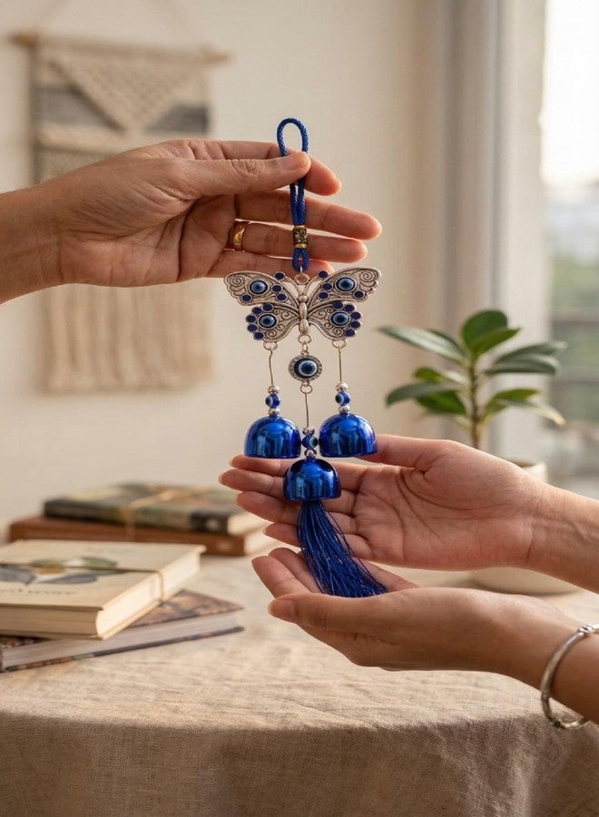 numeroastro Evil Eye Wind Chime for Good Luck & Protection (Butterfly) (30 Cms) (1 Pc) - Image 1