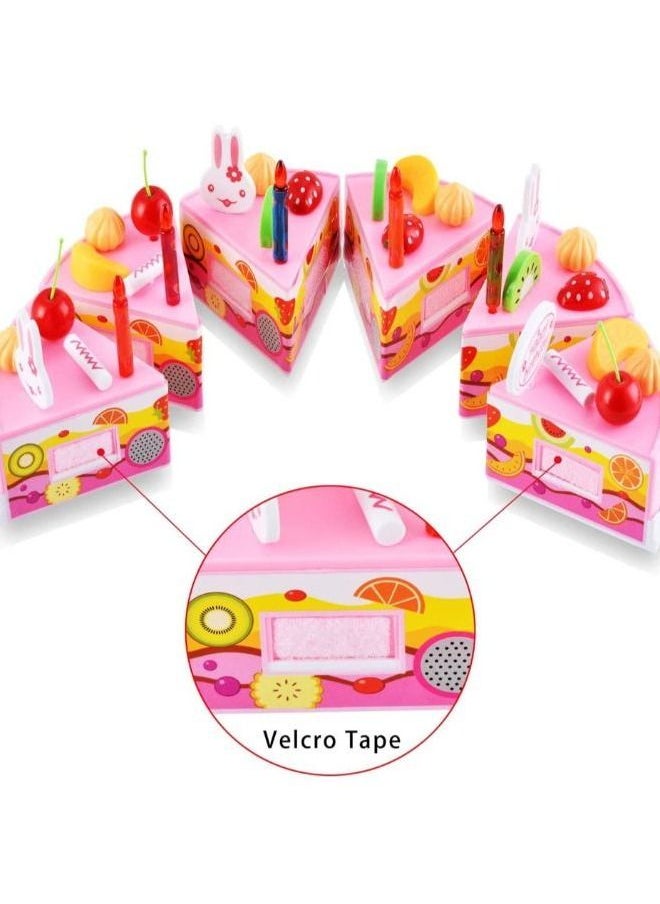 Generic - B&K 38 PCS Pretend Play Birthday Cake for Kids Cutting Birthday Cake Toy with Candles Fruit Dessert and More Toy Cake Set for Girls & Boys  Aged 3 4 5 6 7 Years. - Image 1