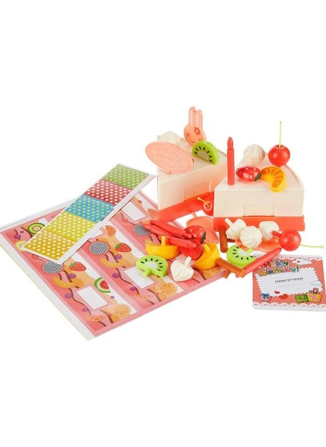 Generic - B&K 38 PCS Pretend Play Birthday Cake for Kids Cutting Birthday Cake Toy with Candles Fruit Dessert and More Toy Cake Set for Girls & Boys  Aged 3 4 5 6 7 Years. - Image 1