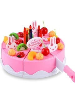 B&K 38 PCS Pretend Play Birthday Cake for Kids Cutting Birthday Cake Toy with Candles Fruit Dessert and More Toy Cake Set for Girls & Boys  Aged 3 4 5 6 7 Years.