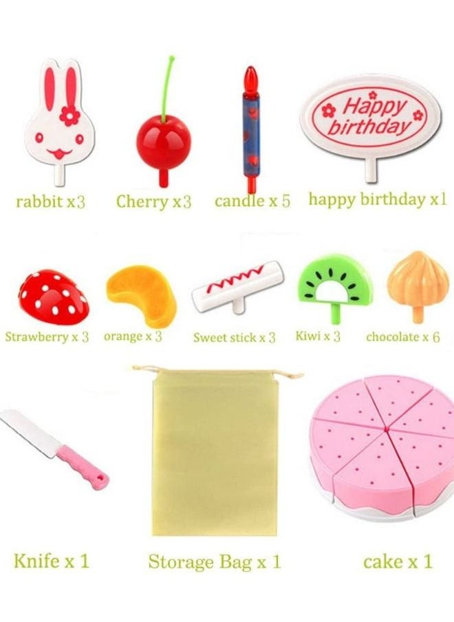 Generic - B&K 38 PCS Pretend Play Birthday Cake for Kids Cutting Birthday Cake Toy with Candles Fruit Dessert and More Toy Cake Set for Girls & Boys  Aged 3 4 5 6 7 Years. - Image 1