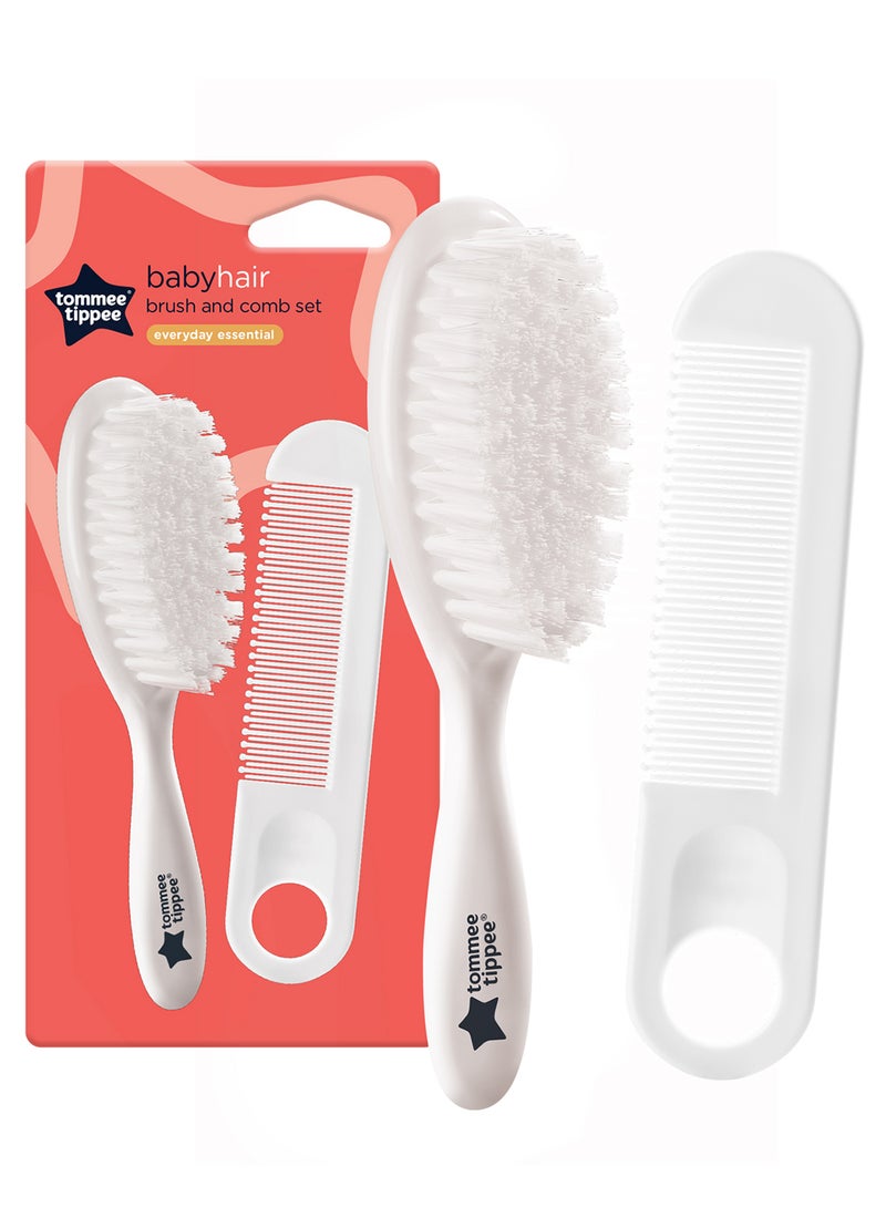 tommee tippee Super Soft Bristles Essential Basics Brush And Comb Set Suitable For New Born Baby, Pack Of 2 - White - Image 2