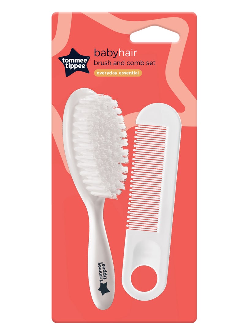 tommee tippee Super Soft Bristles Essential Basics Brush And Comb Set Suitable For New Born Baby, Pack Of 2 - White - Image 3