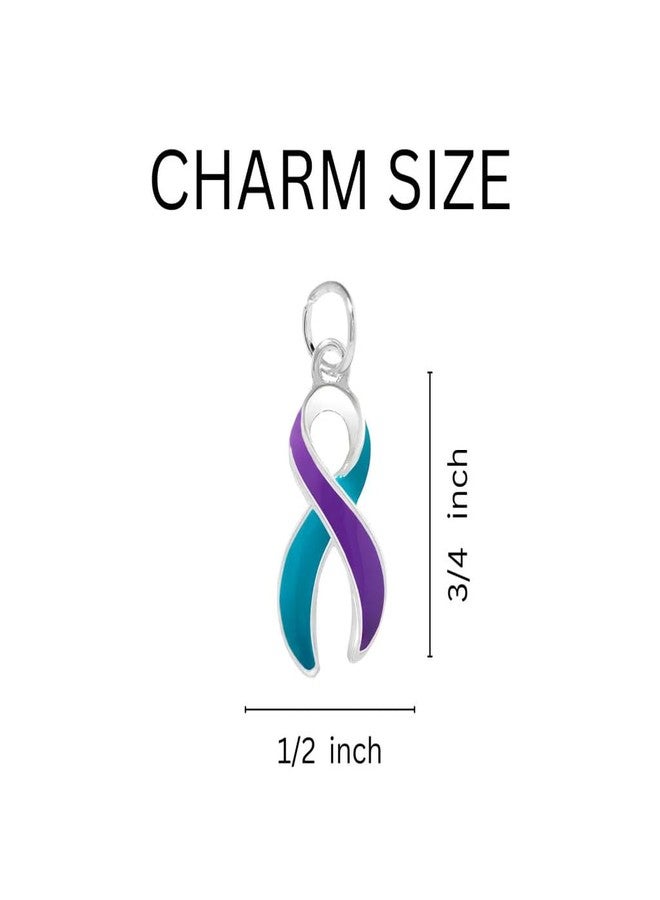 Fundraising For A Cause Teal and Purple Ribbon Heart Charm Bracelet for Suicide Prevention | Support Mental Health Awareness | Ideal Gift for Advocates and Supporters - Image 2
