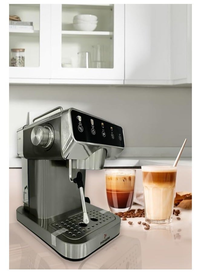 MEBASHI Espresso Coffee Machine - 1.2L, 20 Bar, Stainless Steel, Dual Filter,(1150-1360W) Detachable Frothing Nozzle (ME-ECM2113) - Image 5