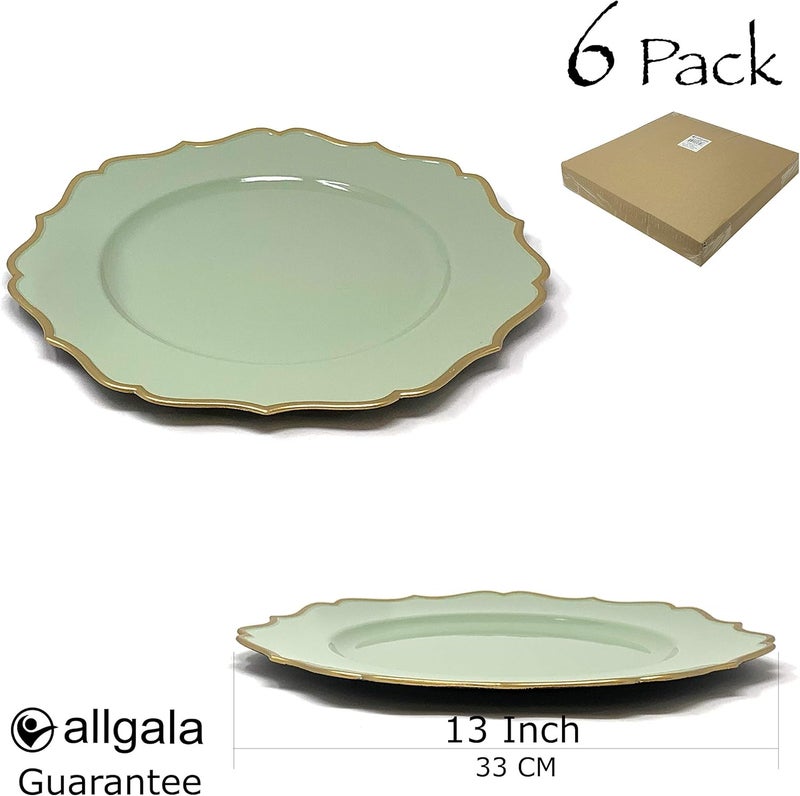 allgala 13Inch 6Pack Heavy Quality Round Charger PlatesFloral SageHD80346 - Image 2