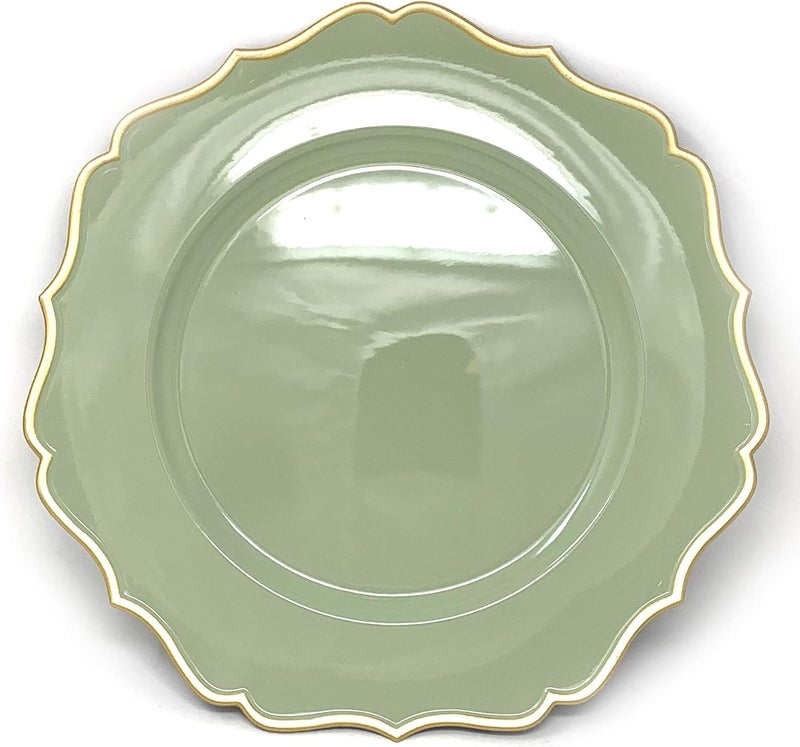 allgala 13Inch 6Pack Heavy Quality Round Charger PlatesFloral SageHD80346 - Image 1