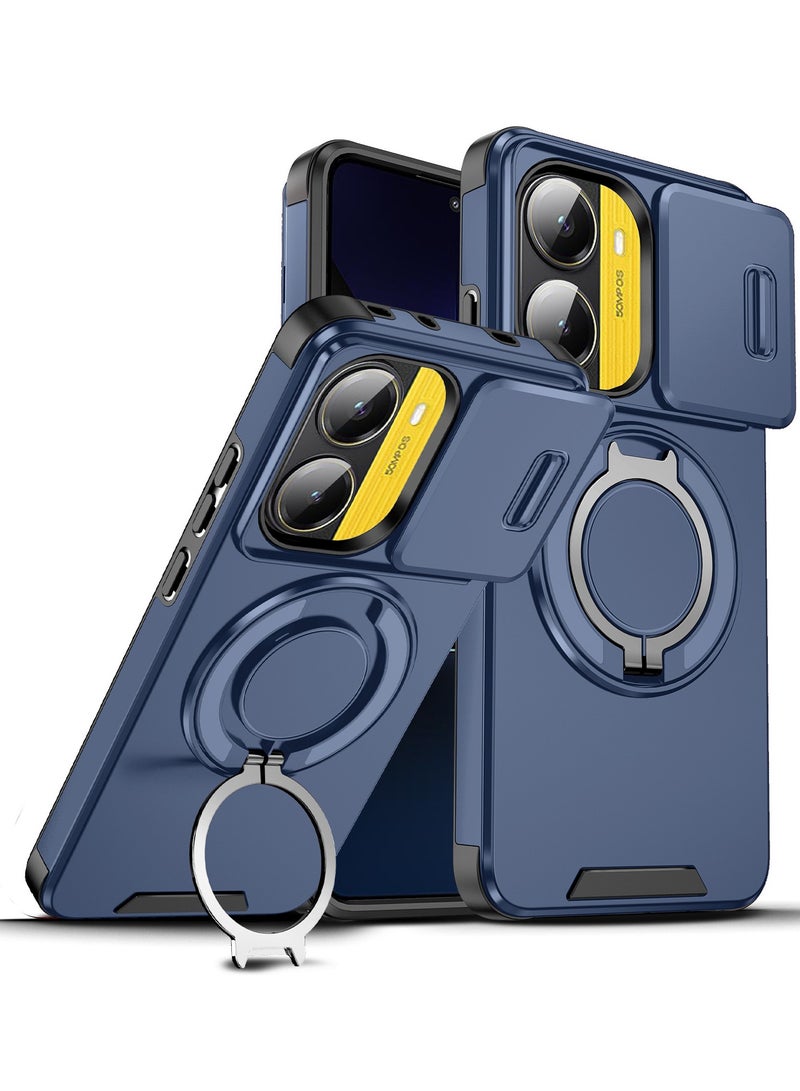 general Xiaomi Poco X7 Pro 5G Case – Shockproof Cover with Sliding Camera Cover  360° Swivel Stand, Anti-fingerprint Silicone and Cushioning