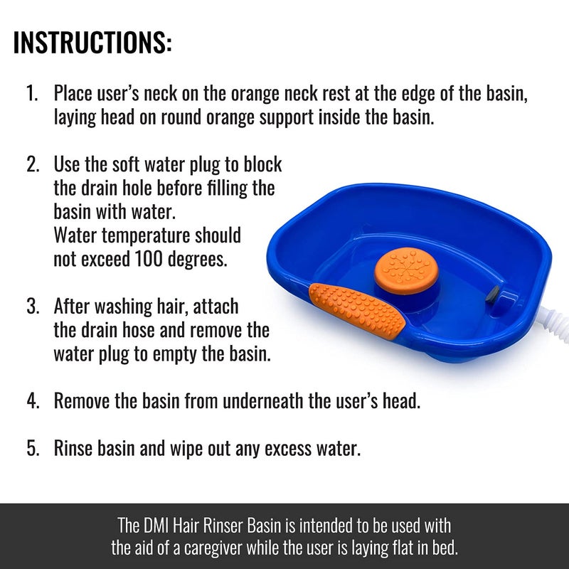 DMI Portable Shampoo Bowl for Bedside and Hair Washing, Hair Cuts and Coloring for the Elderly, Disabled, Bedridden and Handicapped, Blue - Image 5